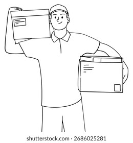 Ilustração de arte vetorial do homem de entrega