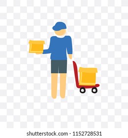 Delivery man vector icon isolated on transparent background, Delivery man logo concept