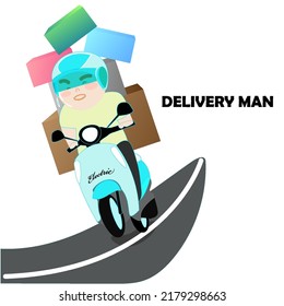 delivery man vector illustration with motorcycle, delivery icon