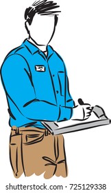 DELIVERY MAN VECTOR ILLUSTRATION WITH PAPERS