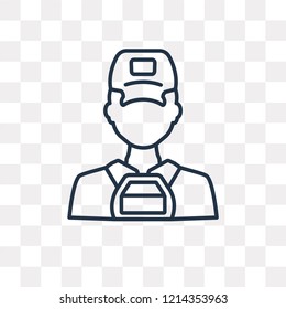 Delivery man vector outline icon isolated on transparent background, high quality linear Delivery man transparency concept can be used web and mobile