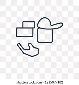 Delivery Man vector outline icon isolated on transparent background, high quality linear Delivery Man transparency concept can be used web and mobile