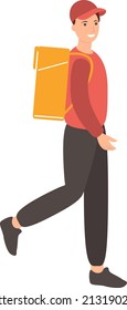 Delivery man walking. Vector illustration isolated. Delivery man shipping goods or food to costumers delivery man carrying a backpack.