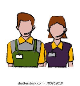 delivery man and woman portrait people worker