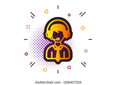 Delivery manager sign. Halftone circles pattern. Shipping support icon. Logistics help symbol. Classic flat shipping support icon. Vector