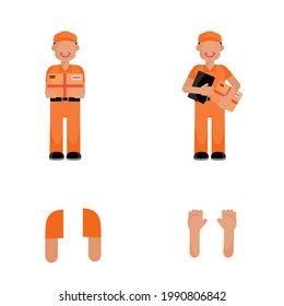 Hombre de entrega, niño de servicio, ilustración vectorial 