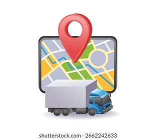 Ilustración del concepto de aplicación del mapa de entrega