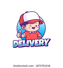 Delivery mascot logo design isolated background