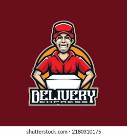 Delivery mascot logo design vector with modern illustration concept style for badge, emblem and t shirt printing. Express delivery illustration.