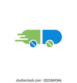 Delivery Medicine, Capsule Pill Logo Template Vector Icon