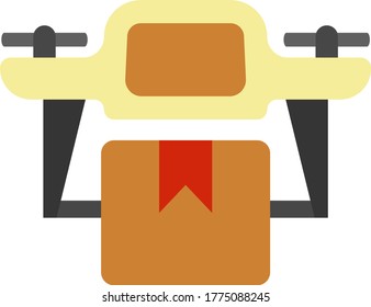 Delivery of medicine using Touchless technology vector color icon design, Coronavirus contactless food delivery symbol on white background, Touchless Parcel Delivery Sign, Autonomous drone concept