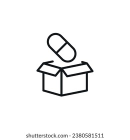 Delivery of medicines linear icon. Thin line customizable illustration. Contour symbol. Vector isolated outline drawing. Editable stroke