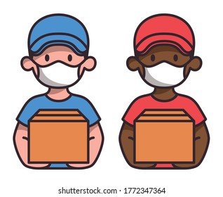 Hombres reparto con cajas