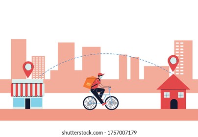 delivery of merchandise from store to home vector illustration desing