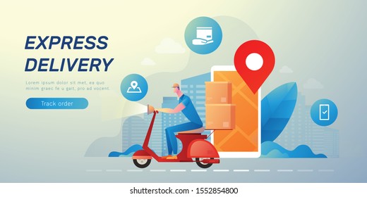 Delivery messenger vector illustration with text layout
