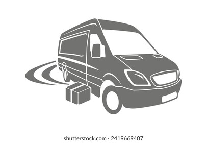 Delivery minivan vector illustration. Parcels transportation, international transport.