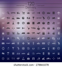 delivery modern icons for mobile interface on blurred background