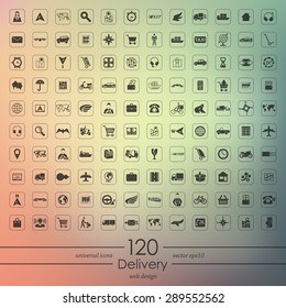 delivery modern icons for mobile interface on blurred background