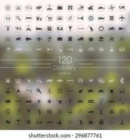 delivery modern icons for mobile interface on blurred background