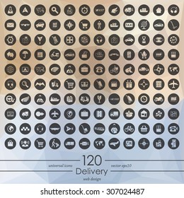 delivery modern icons for mobile interface on blurred background