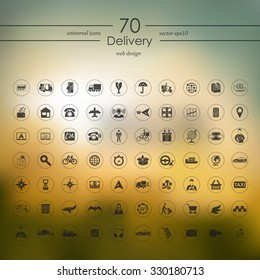 delivery modern icons for mobile interface on blurred background