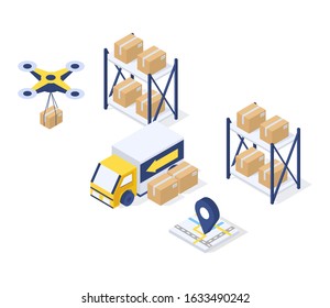Delivery modern vector isometric illustration. 