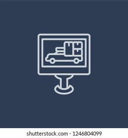 Delivery monitor icon. Delivery monitor linear design concept from Delivery and logistic collection. Simple element vector illustration on dark blue background.
