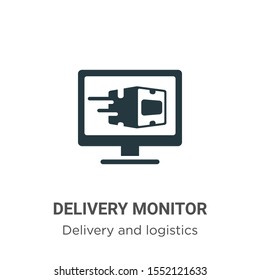 Delivery monitor vector icon on white background. Flat vector delivery monitor icon symbol sign from modern delivery and logistics collection for mobile concept and web apps design.