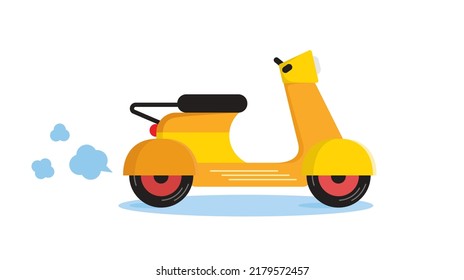 Delivery, moped is carrying package. Fast delivery package by scooter on mobile phone. Tracking courier by map application. Vector illustration. Flat design vector illustration.