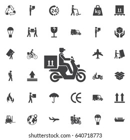 delivery moped icon. Set of Post delivery icons
