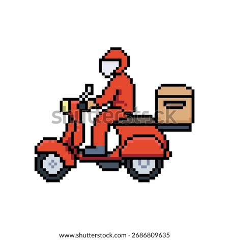 delivery motor man pixel art
