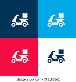 Delivery Motorbike four color material and minimal icon logo set in red and blue