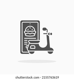 Delivery with motorcycle motorbike glyph icon. Can be used for digital product, presentation, print design and more.