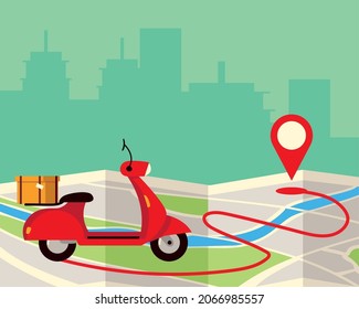 delivery motorcycle on map design