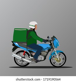 Delivery motorcycle rider for business transport. Malaysian style motor rider.