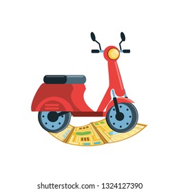 delivery motorcycle scooter with map guide