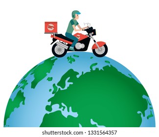 delivery motorcyle and globe