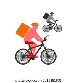 delivery mountain bike silhouette with package sign