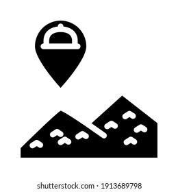 delivery to mountain catering service glyph icon vector. delivery to mountain catering service sign. isolated contour symbol black illustration