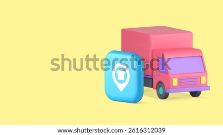 Delivery moving service map location address GPS tracking copy space banner vector illustration. Online shopping order goods transportation logistic shipping navigation technology courier truck van