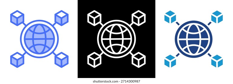 Ilustración vectorial de estilo triple Delivery Network Icon