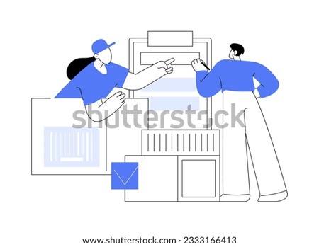 Delivery note abstract concept vector illustration. Person checks approved delivery note of goods, transportation industry, third-party logistics, export business, foreign trade abstract metaphor.