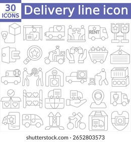 Delivery oking line icon set