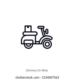 Delivery On Bike icon. Outline style icon design isolated on white background
