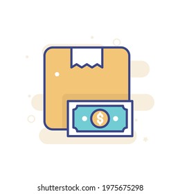 Delivery On Cash vector filled outline icon style illustration. EPS 10 File