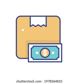 Delivery On Cash vector icon style illustration. EPS 10 File