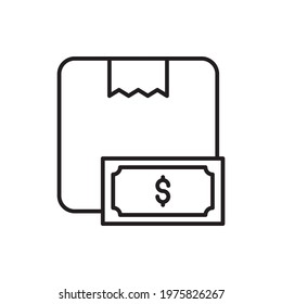 Delivery On Cash vector outline icon style illustration. EPS 10 File