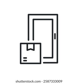 Delivery on the door thin line icons. Perfect pixel on transparent background 