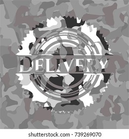 Delivery on grey camouflaged texture