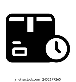 Delivery On Process Glyph Icon - Single Icon, Vector